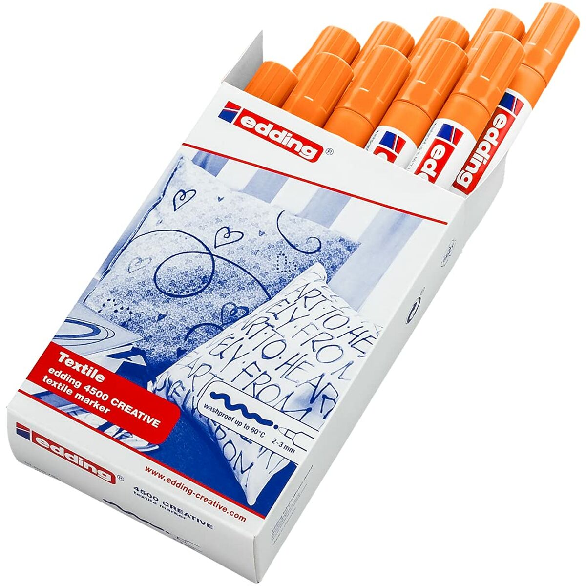 Permanent Marker Edding 4500 Textiles Fluorescent Orange (10 pieces)-3