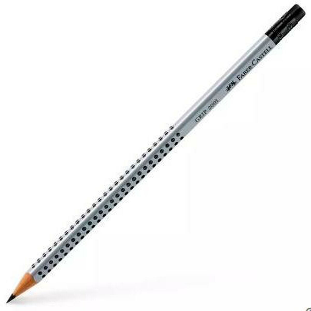 Карандаш с ластиком Faber-Castell Grip 2001 Экологично Серый B (12 штук)-2