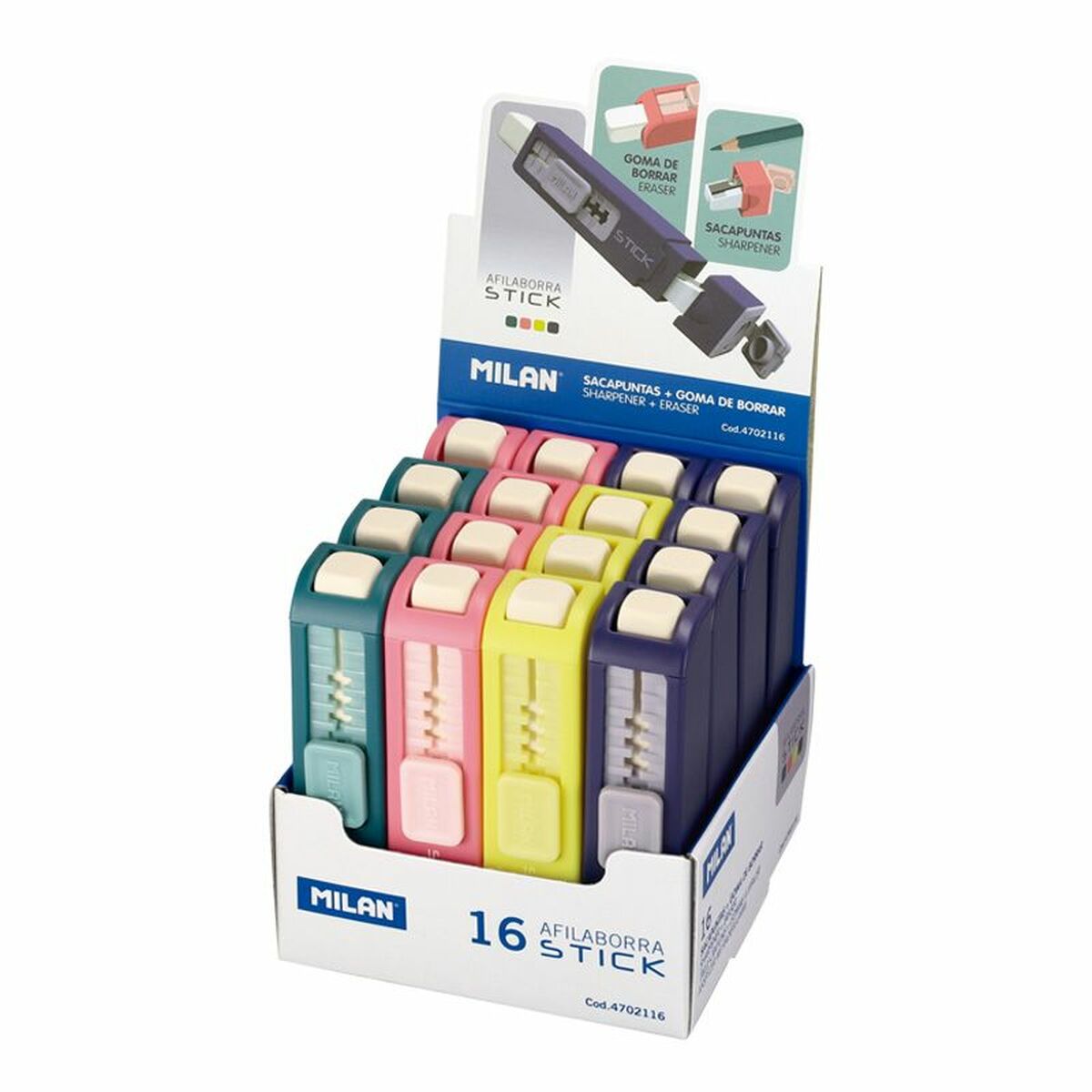Ластик Milan Stick Точилка Разноцветный (16 штук)-3