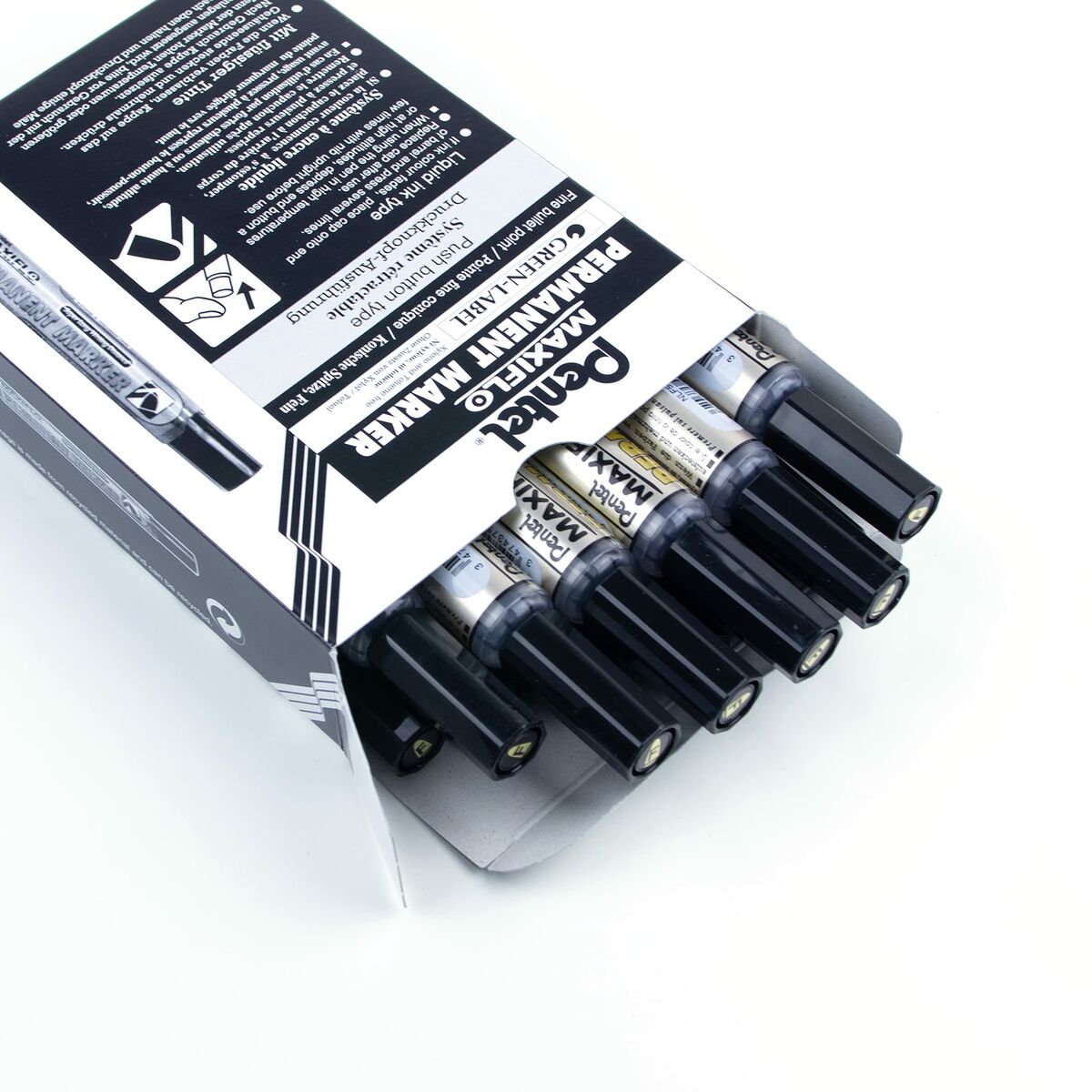 Permanent marker Pentel Maxiflo NLF50 Black (12 pieces)-2