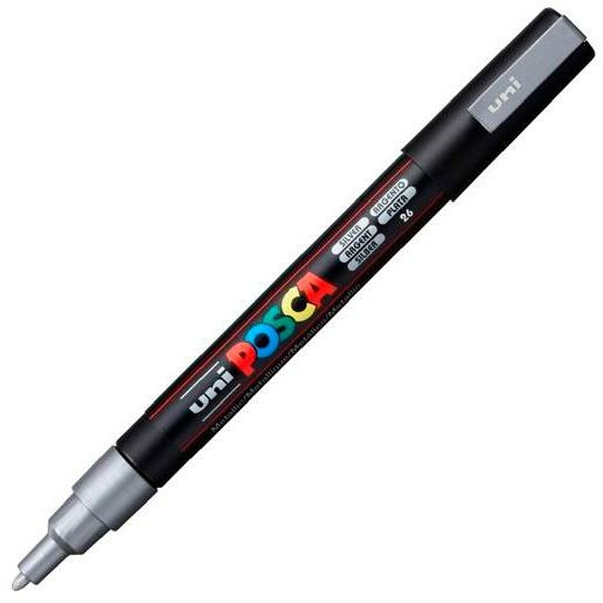 Маркер POSCA PC-3M Серебристый (6 штук)-2