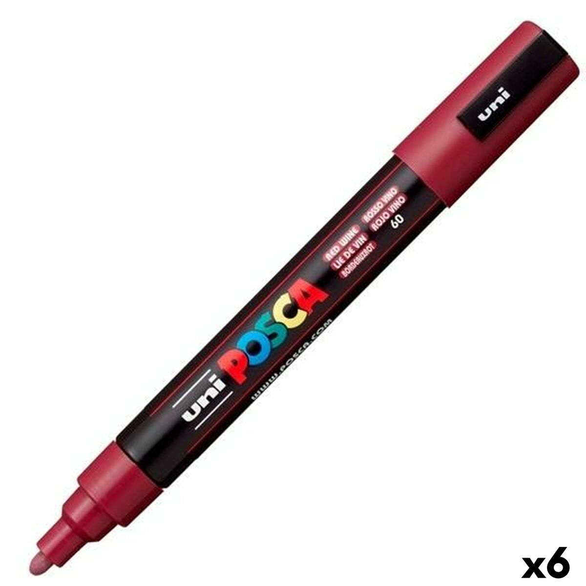 POSCA PC-3M Wine Қызыл маркері (6 дана)