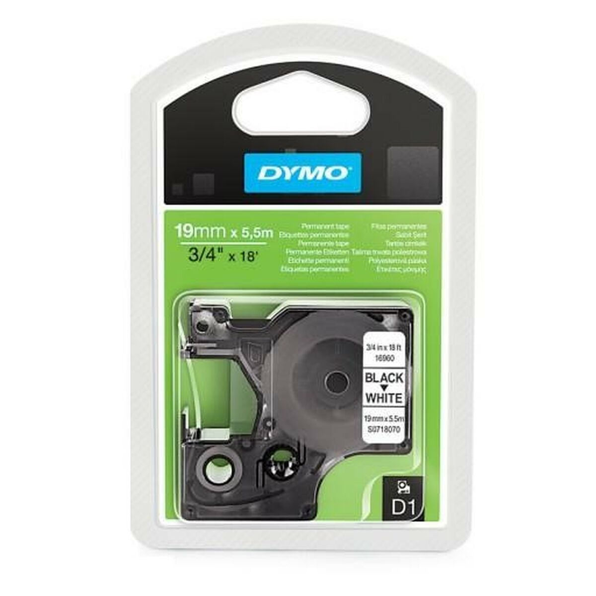 Термотрансферная лента Dymo D1 16960 Белый Чёрный 19 mm x 5,5 m (5 штук)-2