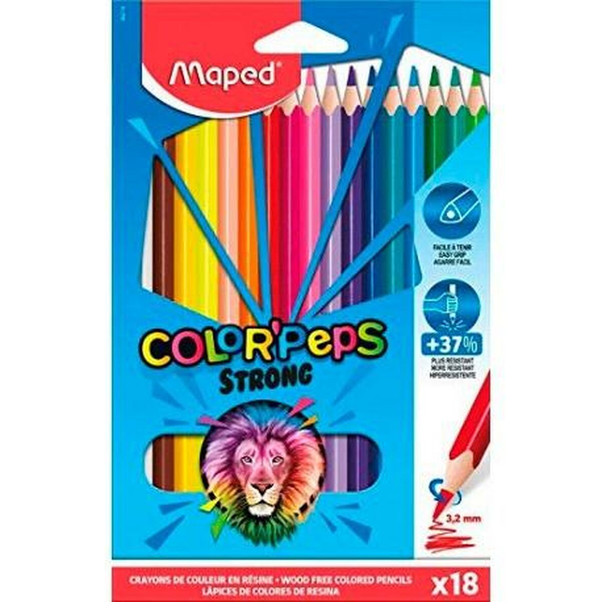 Цветные карандаши Maped Color' Peps Strong Разноцветный 18 Предметы (12 штук)-2