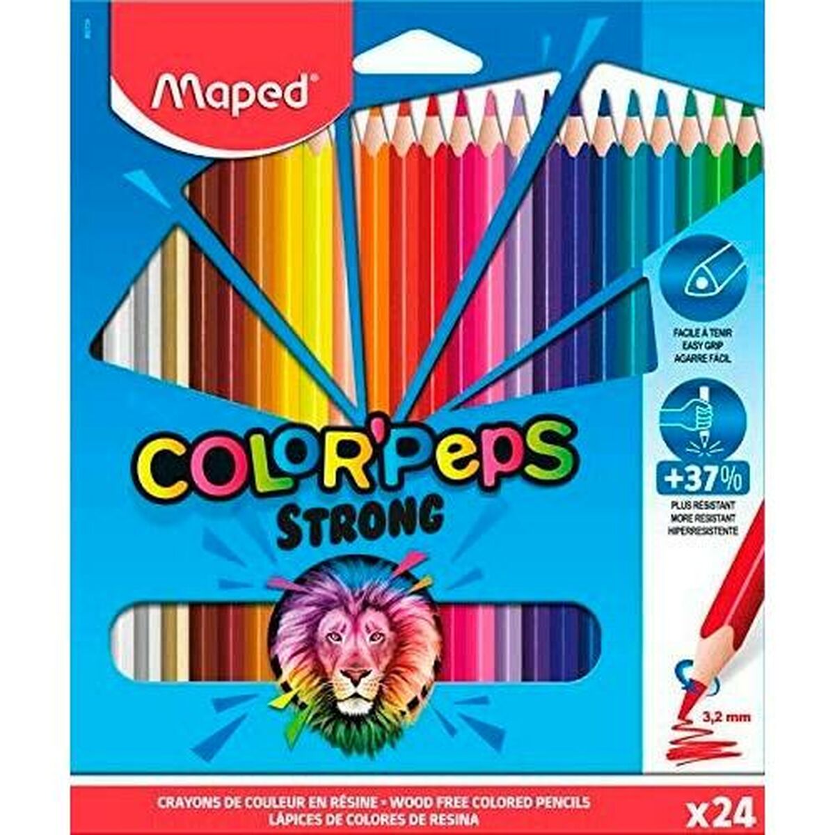 Цветные карандаши Maped Color' Peps Strong Разноцветный 24 Предметы (12 штук)-2