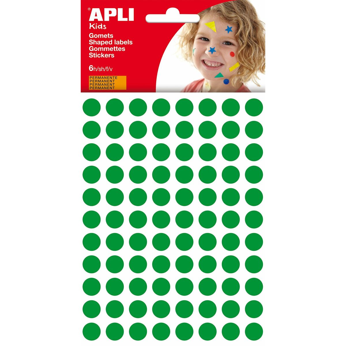 Hаклейки Apli Kids Gomets Зеленый Круглый (10 штук)-2