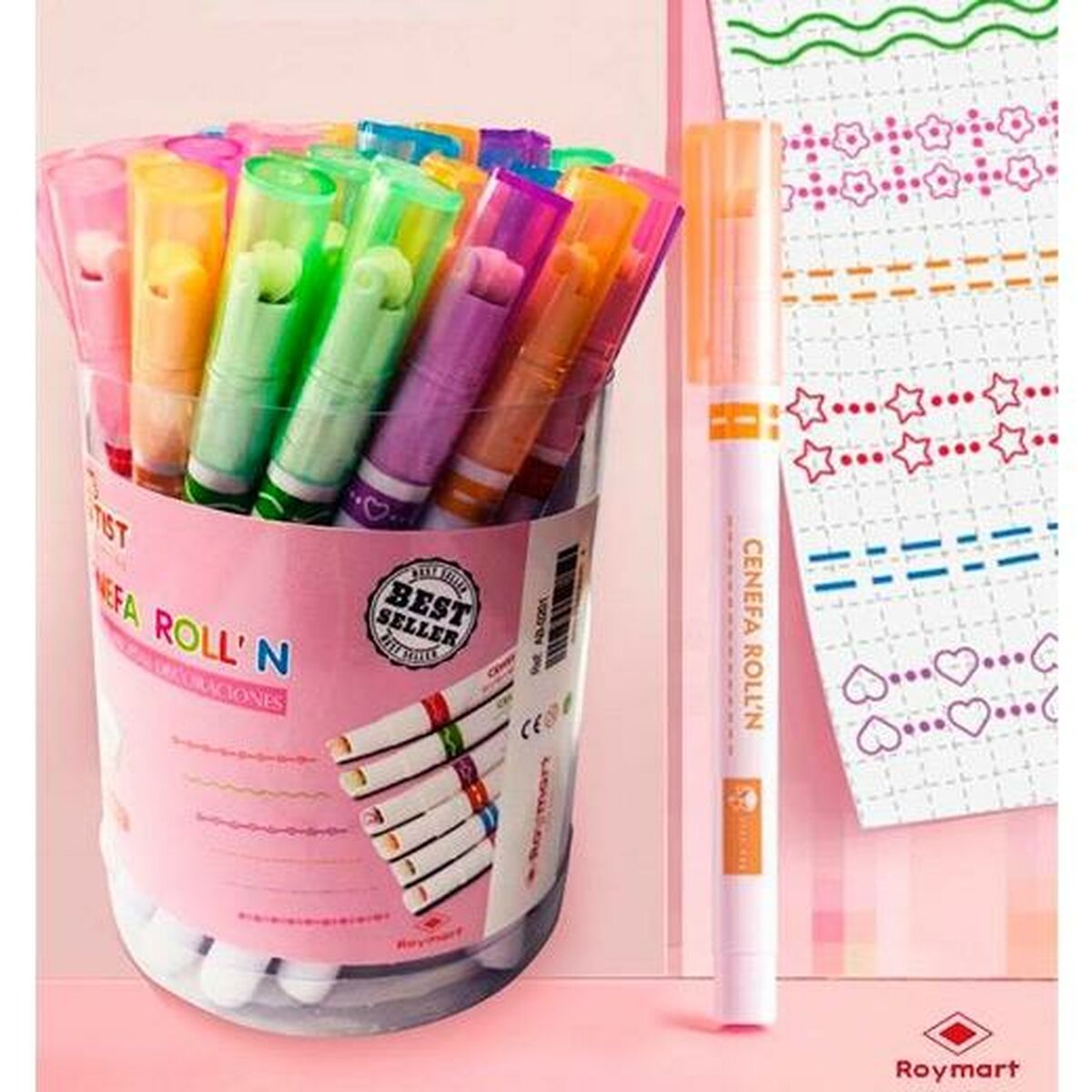 Conjunto de marcadores Roymart Cenef Roll 'N 36 Objetos Coloridos-2