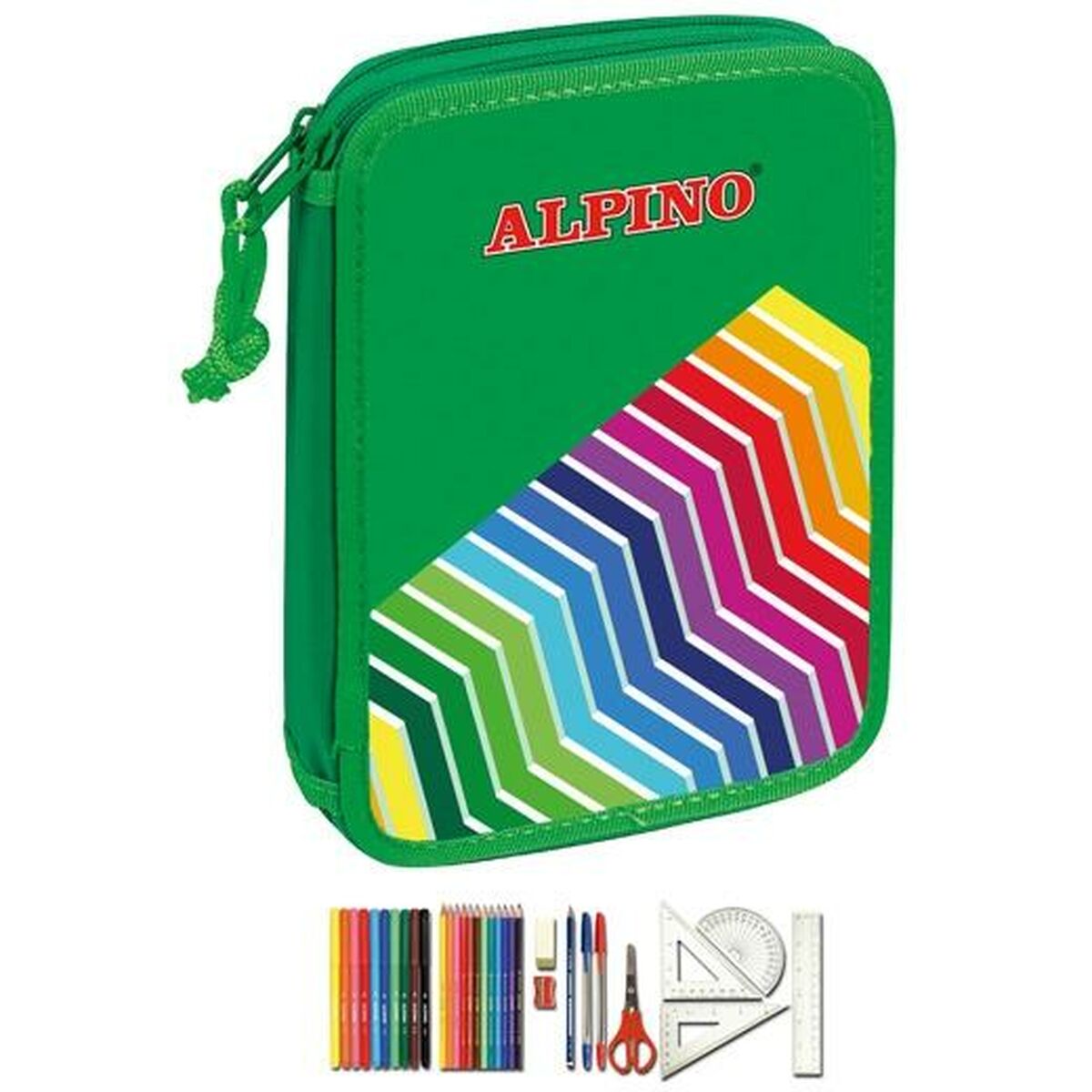 Двойной пенал Alpino Зеленый Разноцветный (32 Предметы) (4 штук)-2