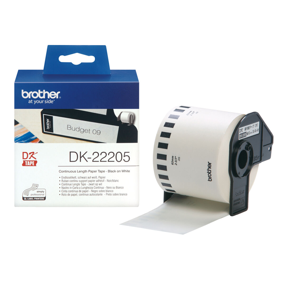 Рулон непрерывной бумаги Brother DK-22205 Черный/Белый (3 штук)-2