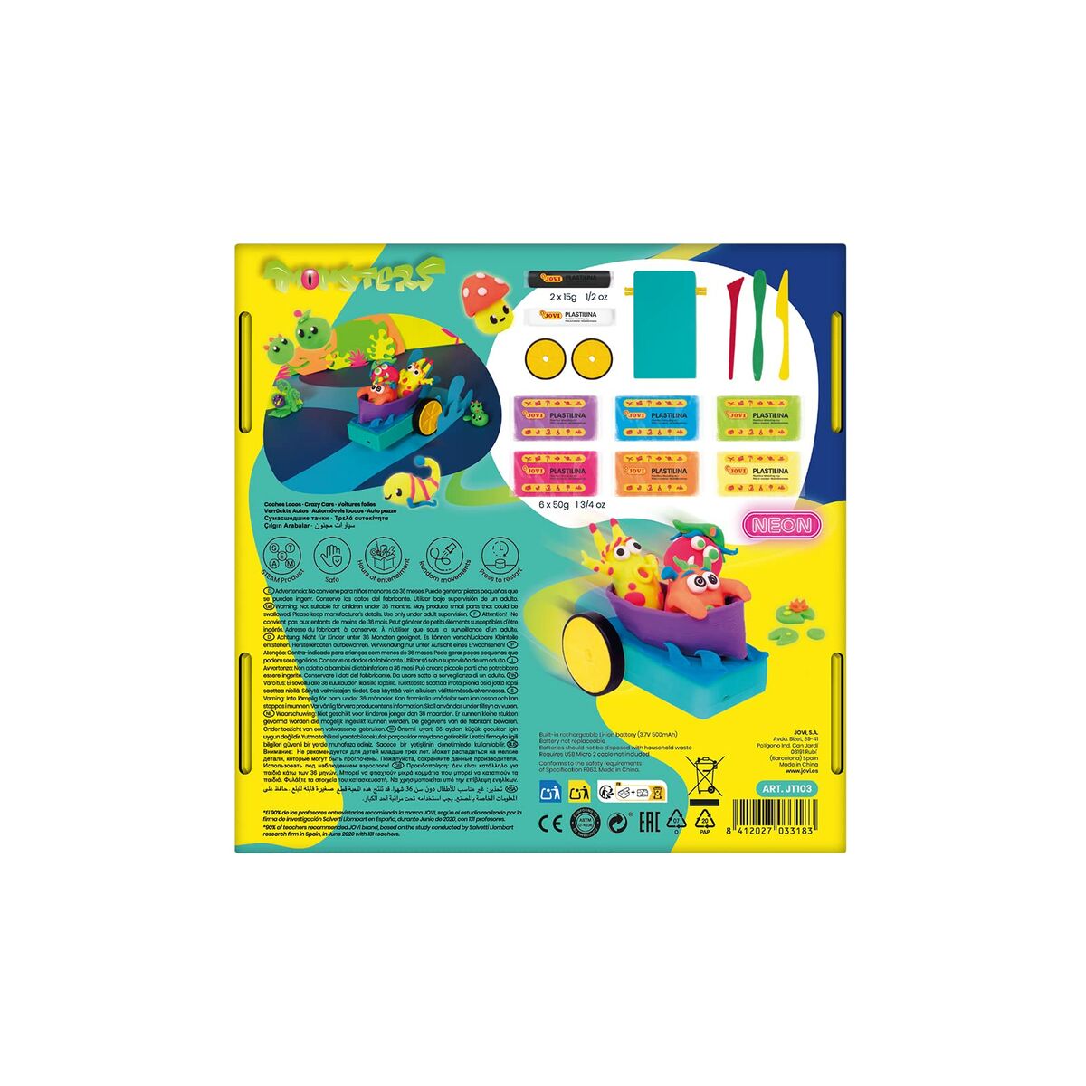 Пластилиновая игра Jovi Crazy Cars Monsters Разноцветный (1 Предметы)-2