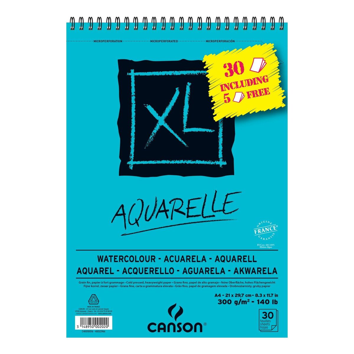 Notebook Canson AQUARELLE XL 21 x 29.7 cm 5 pieces 30 Leaves 300 g/m ² 210 x 297 mm-2