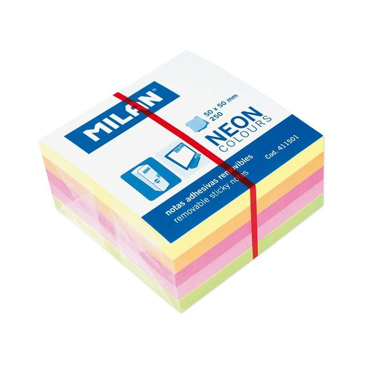 Стикеры для записей Milan Neon colours Разноцветный 50 x 50 mm (12 штук)-2