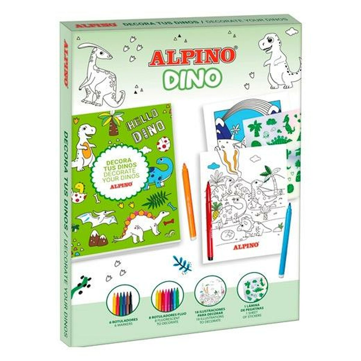 Рисунки для рисования Alpino Dino Разноцветный (6 штук)-2