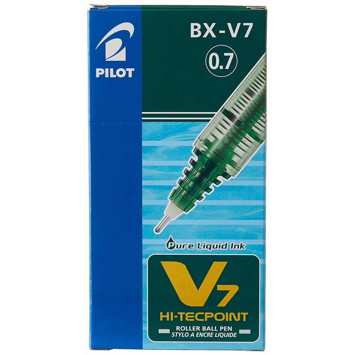 Ручка с жидкими чернилами Pilot V-7 Hi-Tecpoint Зеленый 0,5 mm (12 штук)-4