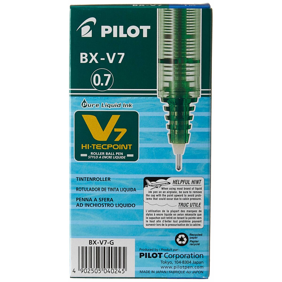 Ручка с жидкими чернилами Pilot V-7 Hi-Tecpoint Зеленый 0,5 mm (12 штук)-5