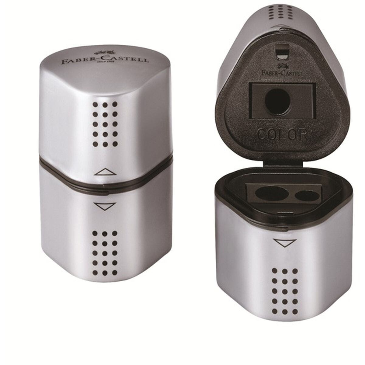 Точилка Faber-Castell Grip 2001 3-в-1 Серебристый Металл (10 штук)-2