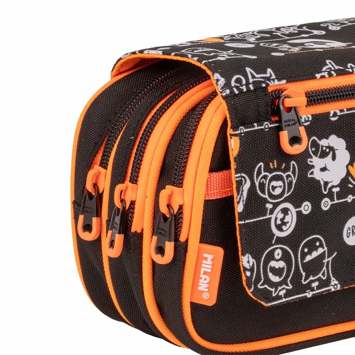 Школьный пенал Milan Tandem Чёрный 13 x 24 x 10 cm-2