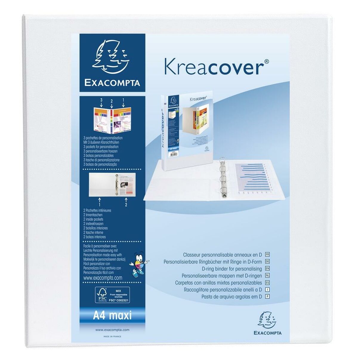 Папка-регистратор Exacompta Kreacover Белый A4+ настраиваемый (10 штук)-2