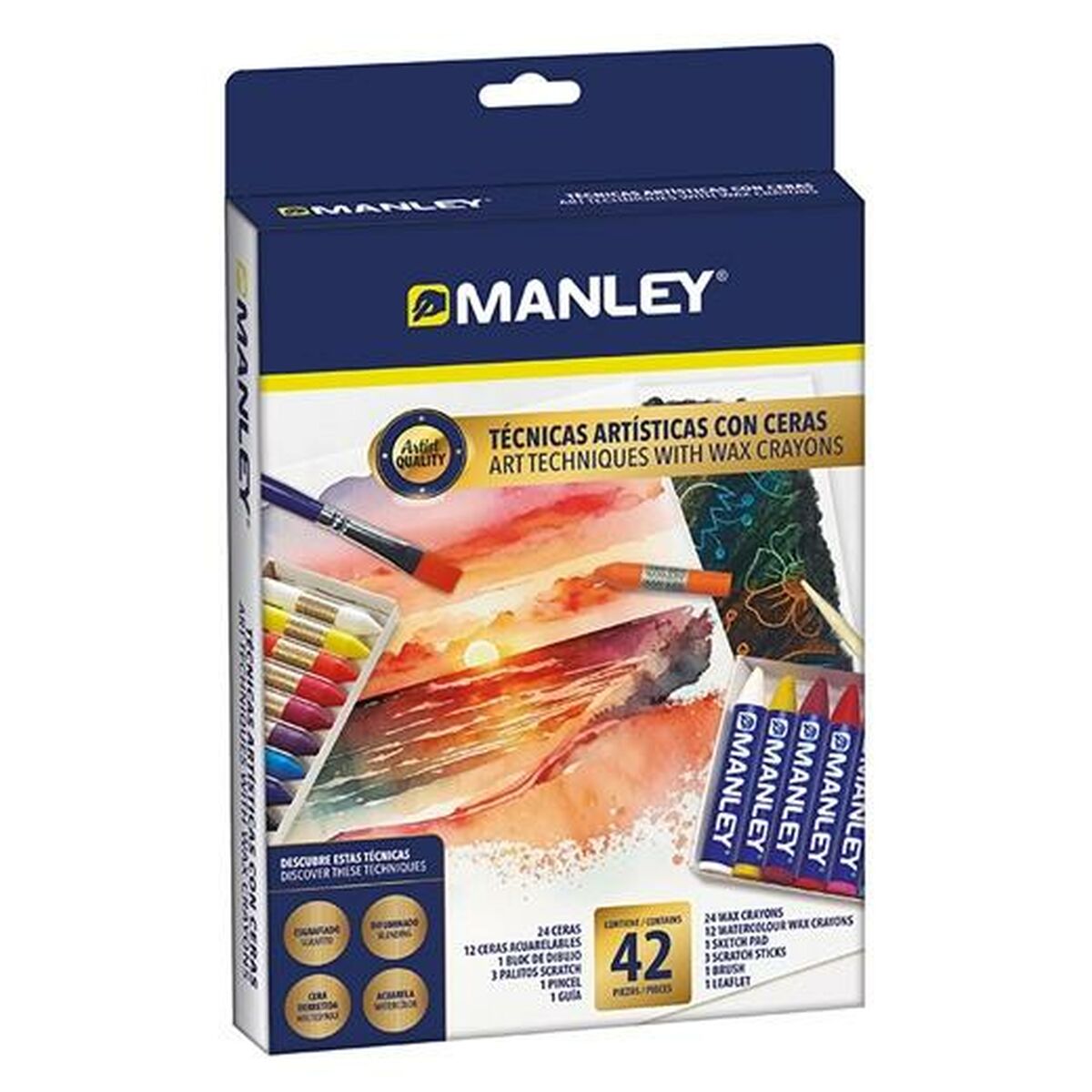 Conjunto de tintas Manley Colorido lápis meio coloridos (6 peças)-2