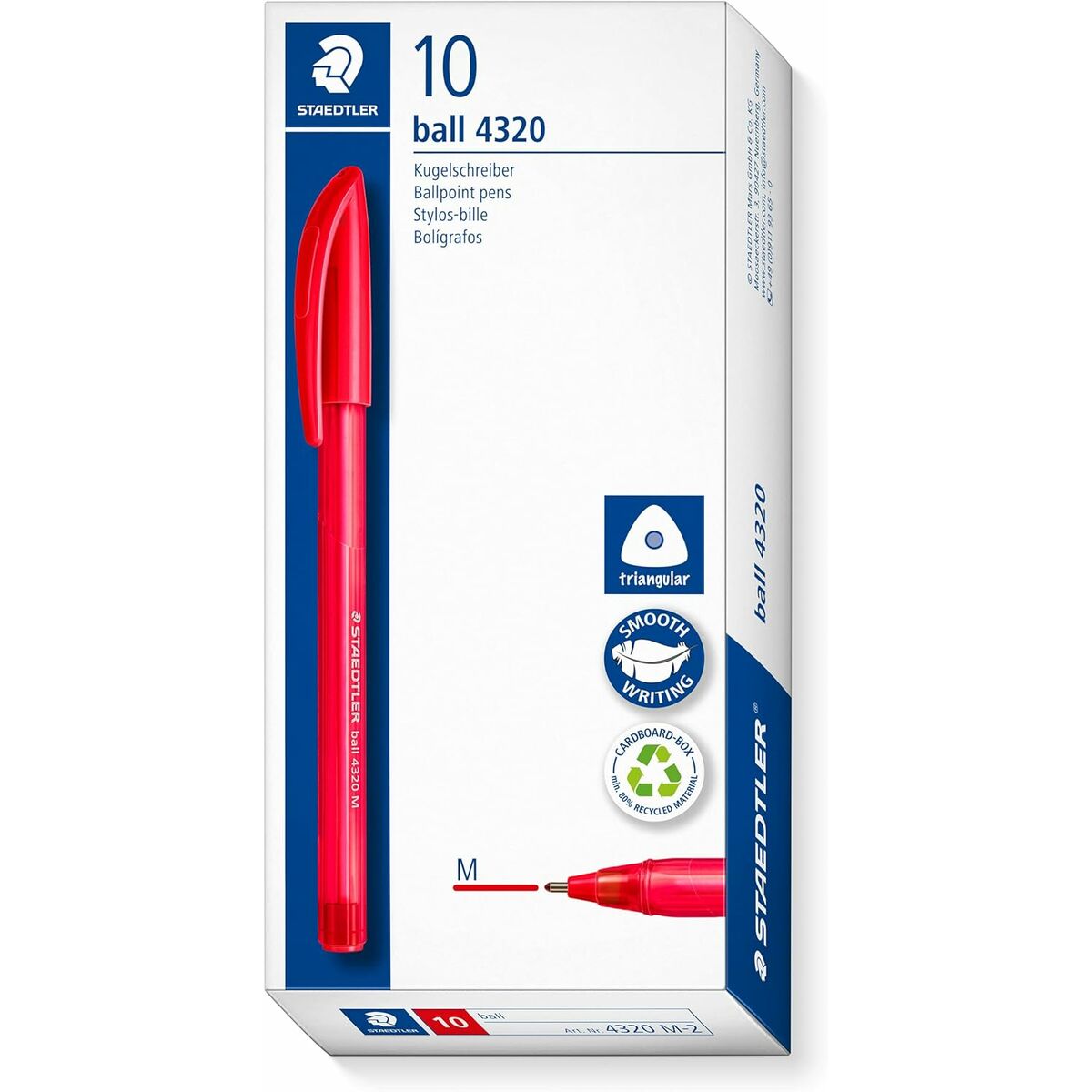 Набор ручек Staedtler Ball 4320 Красный 1 mm (100 штук)-3