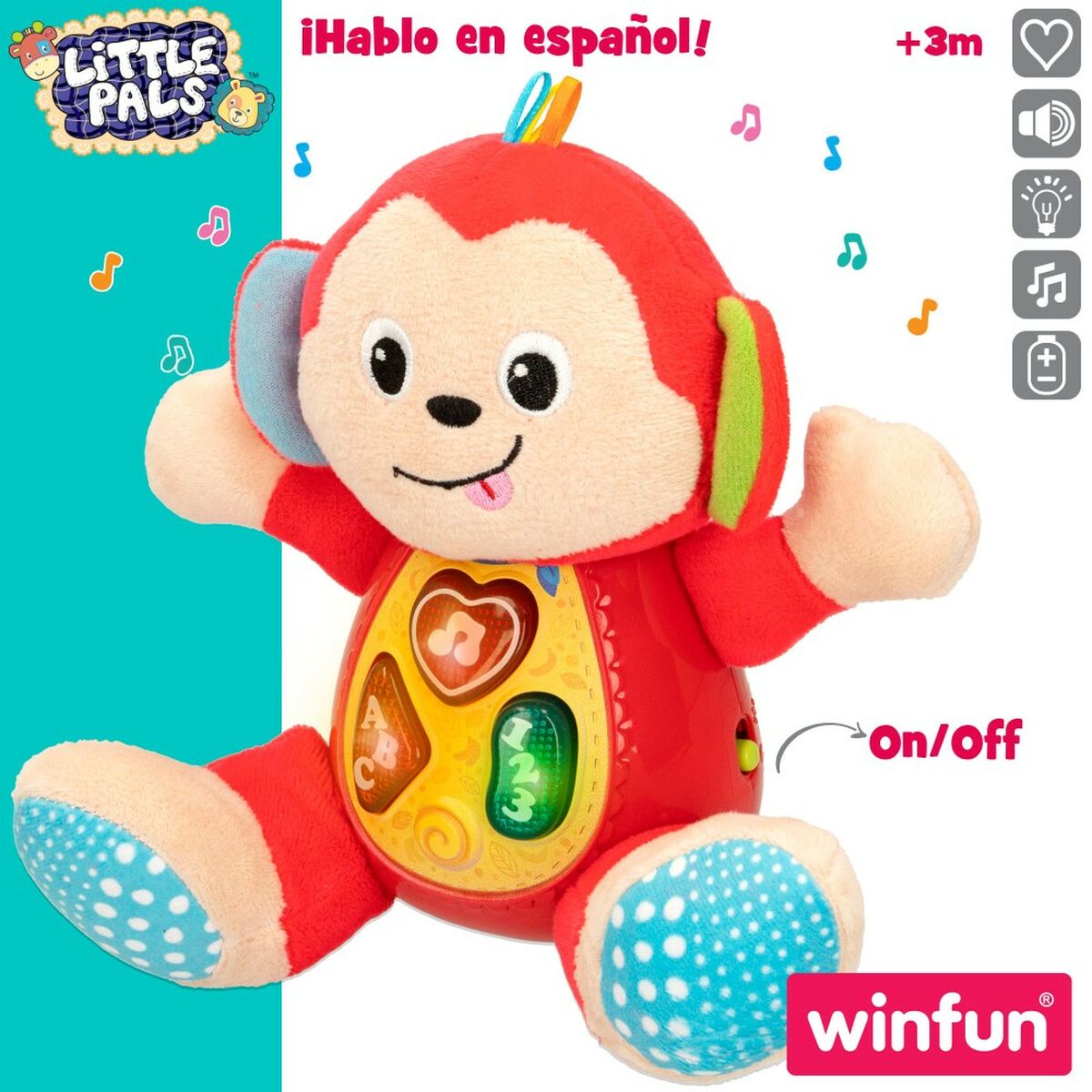 Плюшевая игрушка, издающая звуки Winfun Обезьяна 18 x 20,5 x 12,5 cm (6 штук)-3