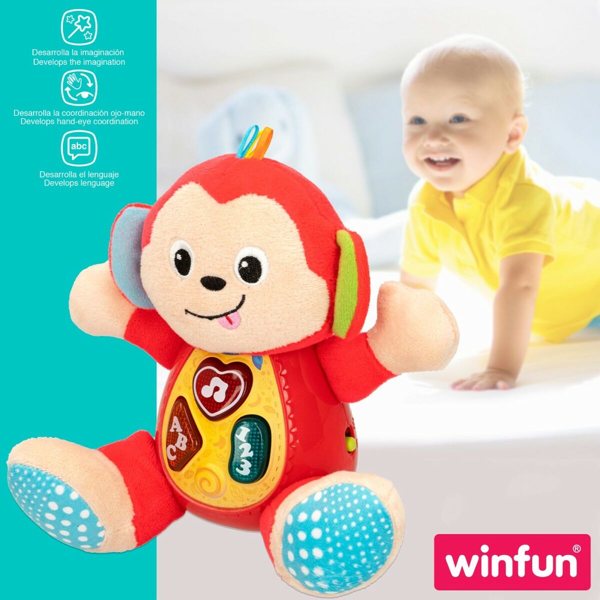 Плюшевая игрушка, издающая звуки Winfun Обезьяна 18 x 20,5 x 12,5 cm (6 штук)-5