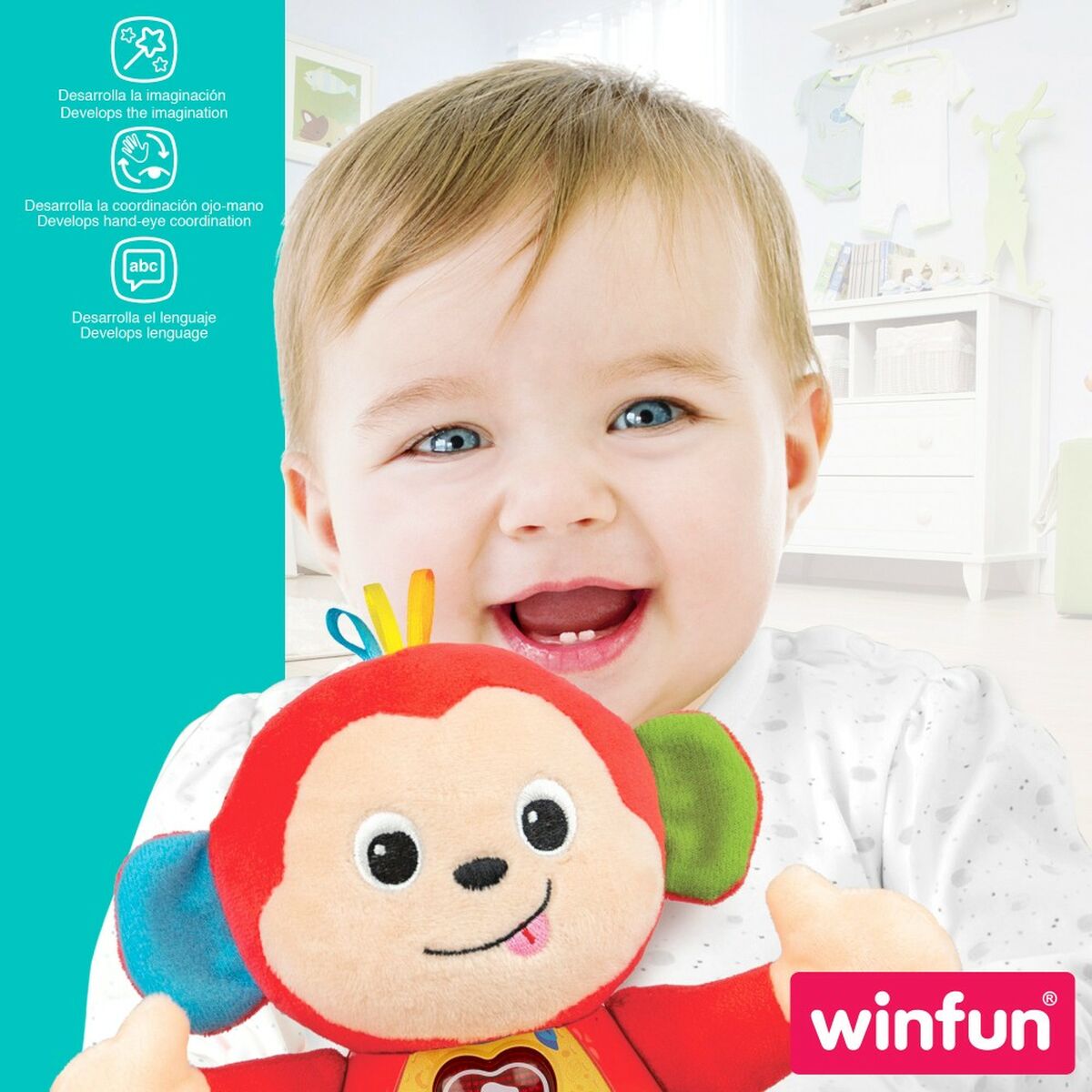 Плюшевая игрушка, издающая звуки Winfun Обезьяна 18 x 20,5 x 12,5 cm (6 штук)-6