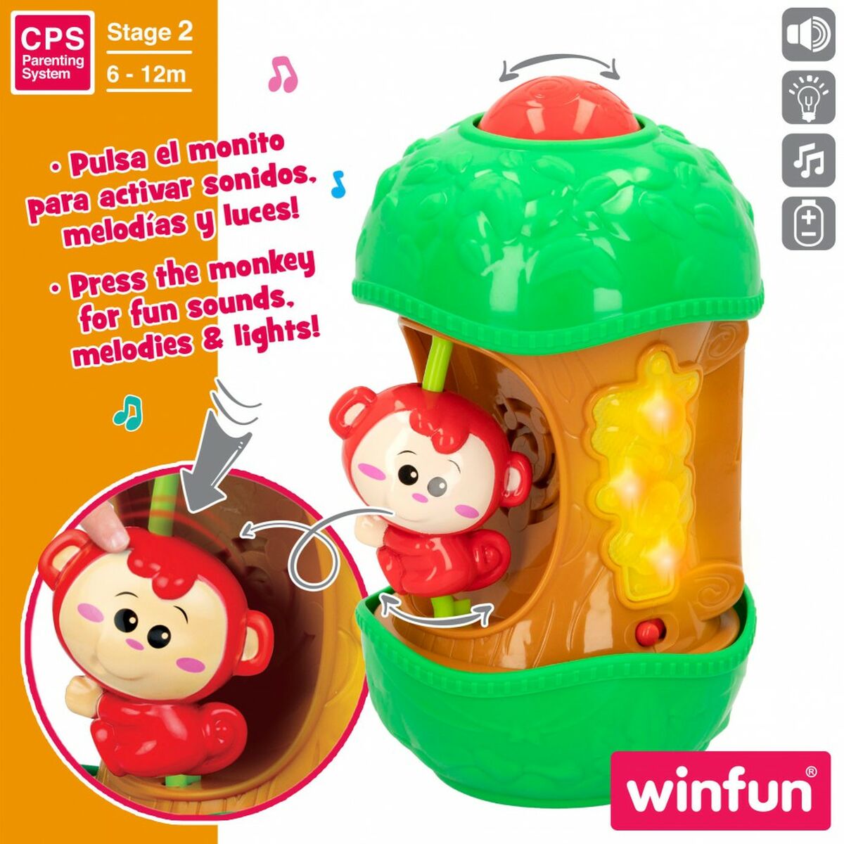Интерактивная игрушка для маленьких Winfun Обезьяна 11,5 x 20,5 x 11,5 cm (6 штук)-3