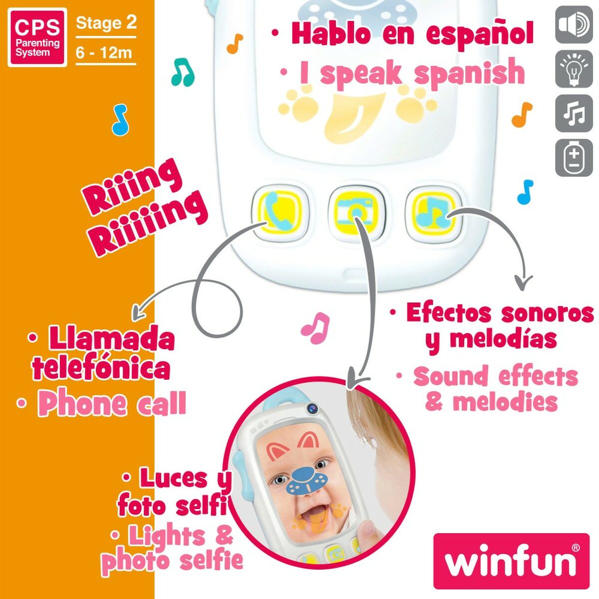 Игрушечный телефон Winfun Белый 9 x 15,5 x 3,8 cm (6 штук)-5