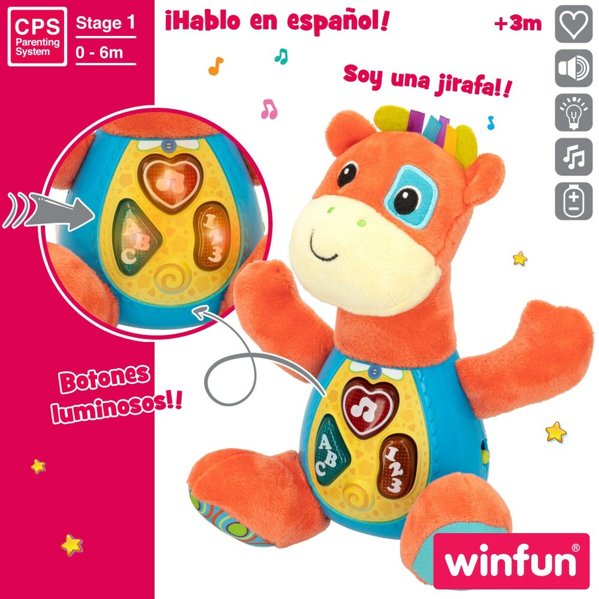 Плюшевая игрушка, издающая звуки Winfun Жираф 18 x 19 x 8,5 cm (6 штук)-3