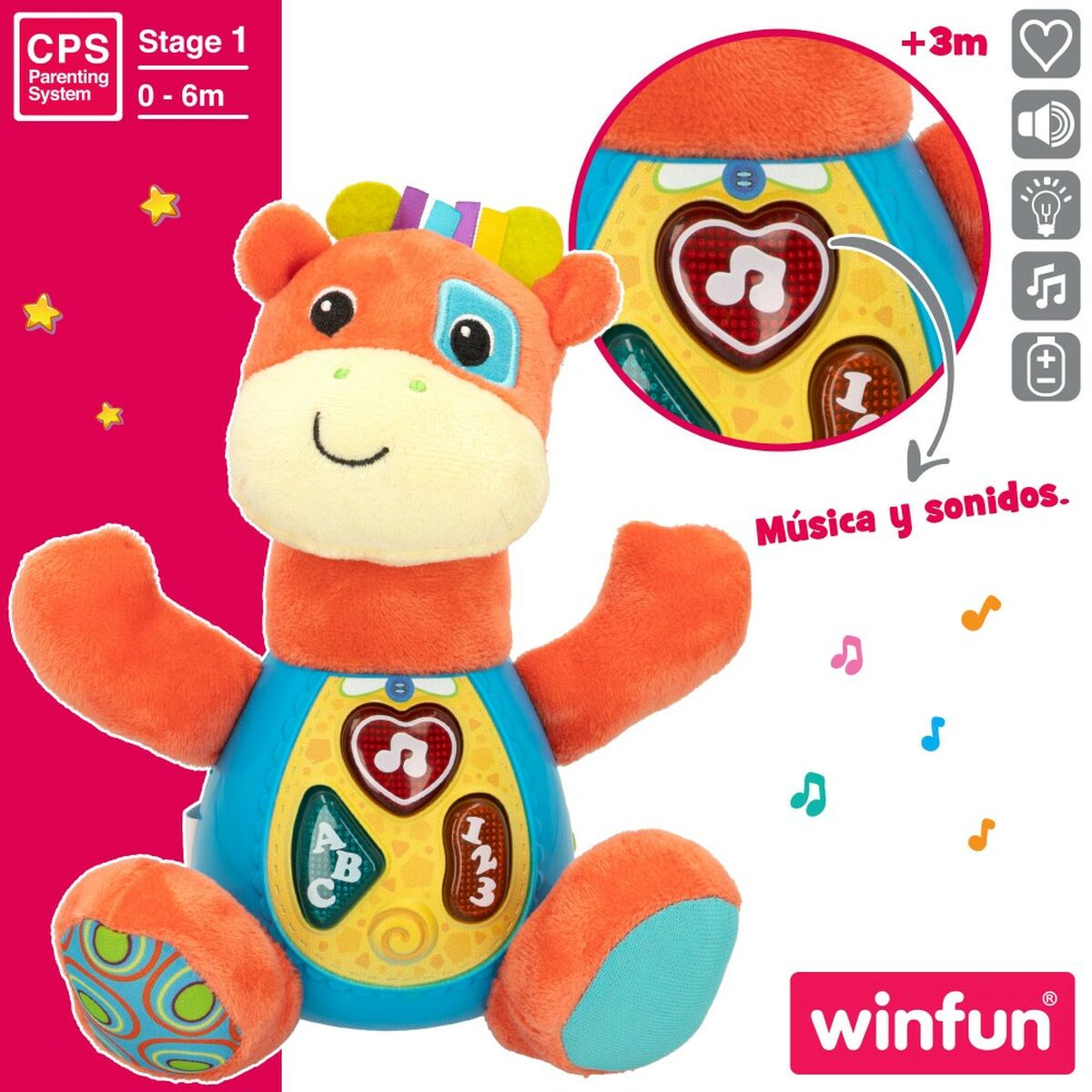 Плюшевая игрушка, издающая звуки Winfun Жираф 18 x 19 x 8,5 cm (6 штук)-4