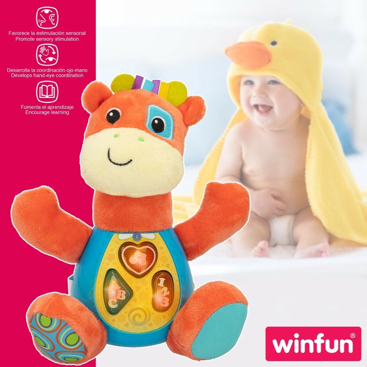 Плюшевая игрушка, издающая звуки Winfun Жираф 18 x 19 x 8,5 cm (6 штук)-6