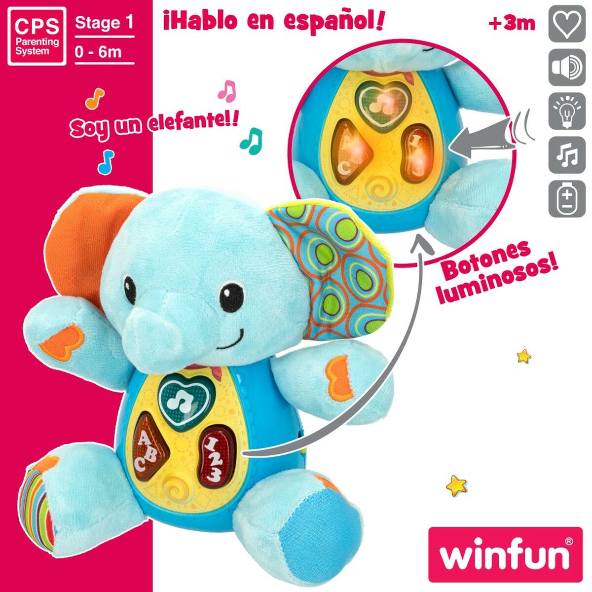 Плюшевая игрушка, издающая звуки Winfun Слон 17 x 17,5 x 10 cm (6 штук)-3
