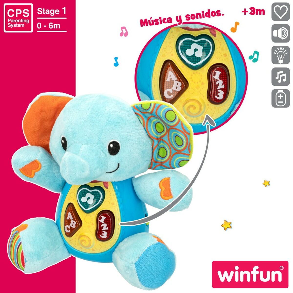 Плюшевая игрушка, издающая звуки Winfun Слон 17 x 17,5 x 10 cm (6 штук)-4