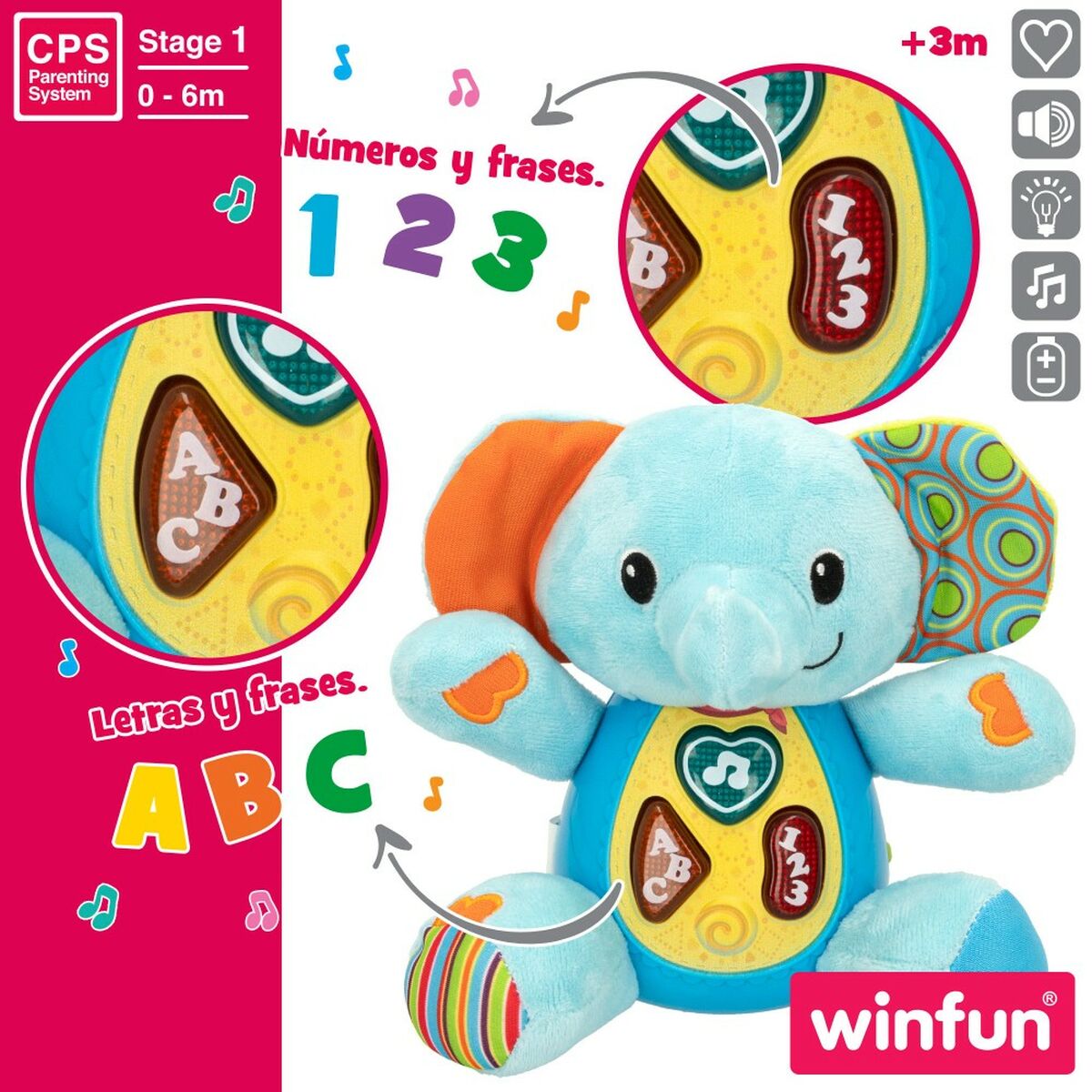 Плюшевая игрушка, издающая звуки Winfun Слон 17 x 17,5 x 10 cm (6 штук)-5