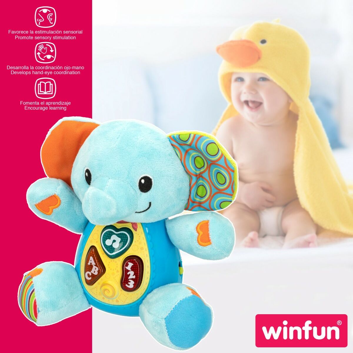 Плюшевая игрушка, издающая звуки Winfun Слон 17 x 17,5 x 10 cm (6 штук)-6