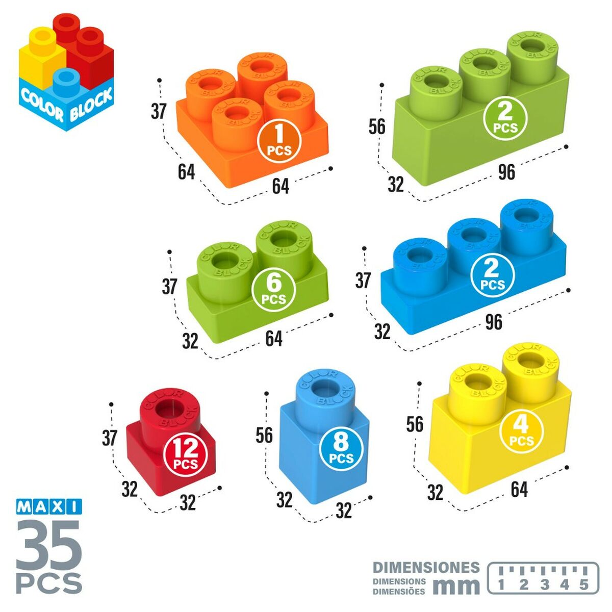 Строительный набор Color Block Basic Куб 35 Предметы (6 штук)-4