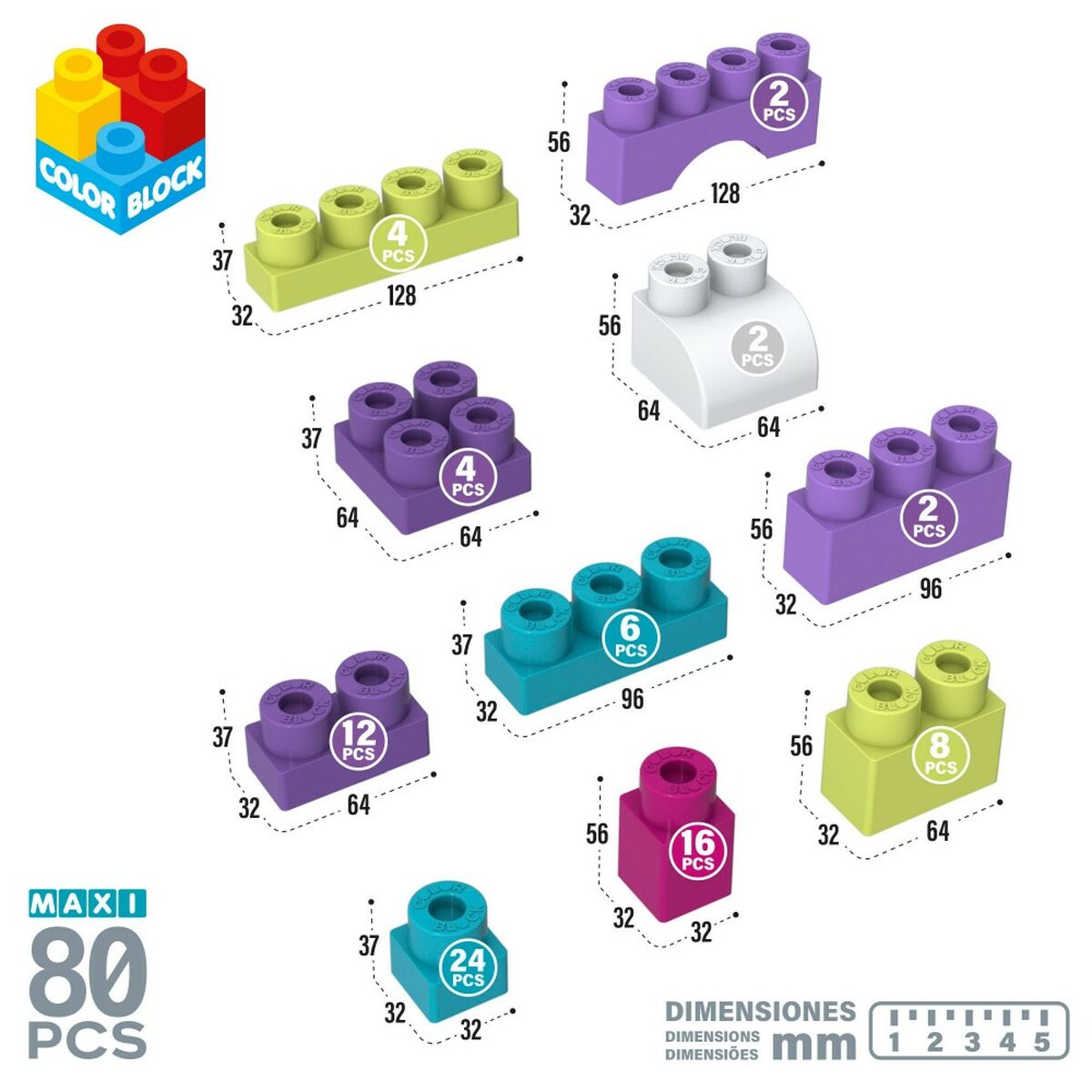 Строительный набор Color Block Trendy 80 Предметы (4 штук)-4
