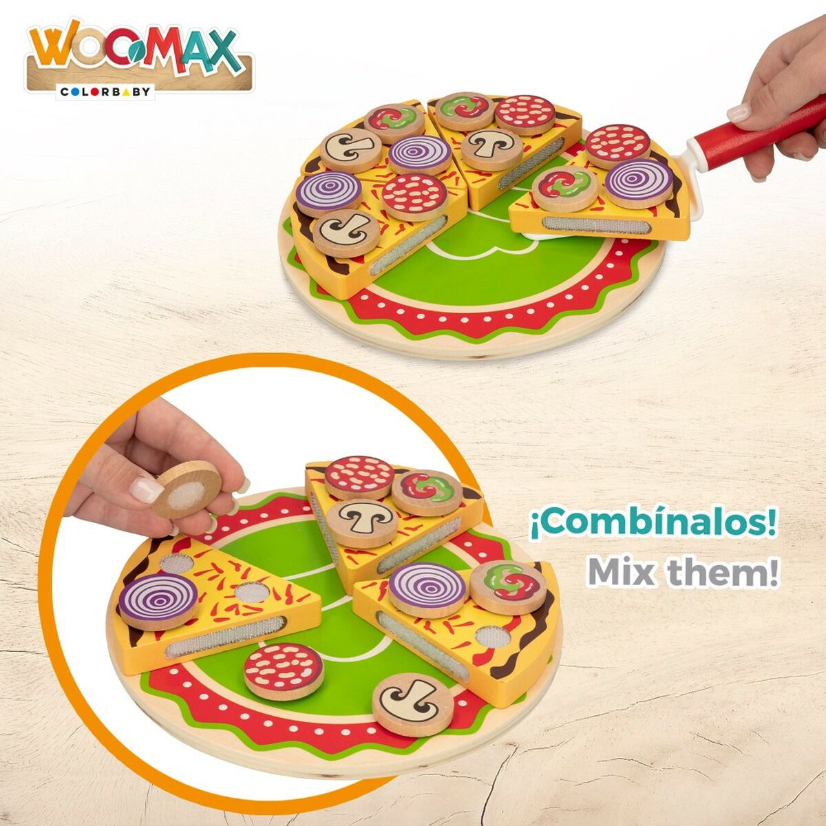 Деревянная игра Woomax Pizza 27 Предметы (6 штук)-3