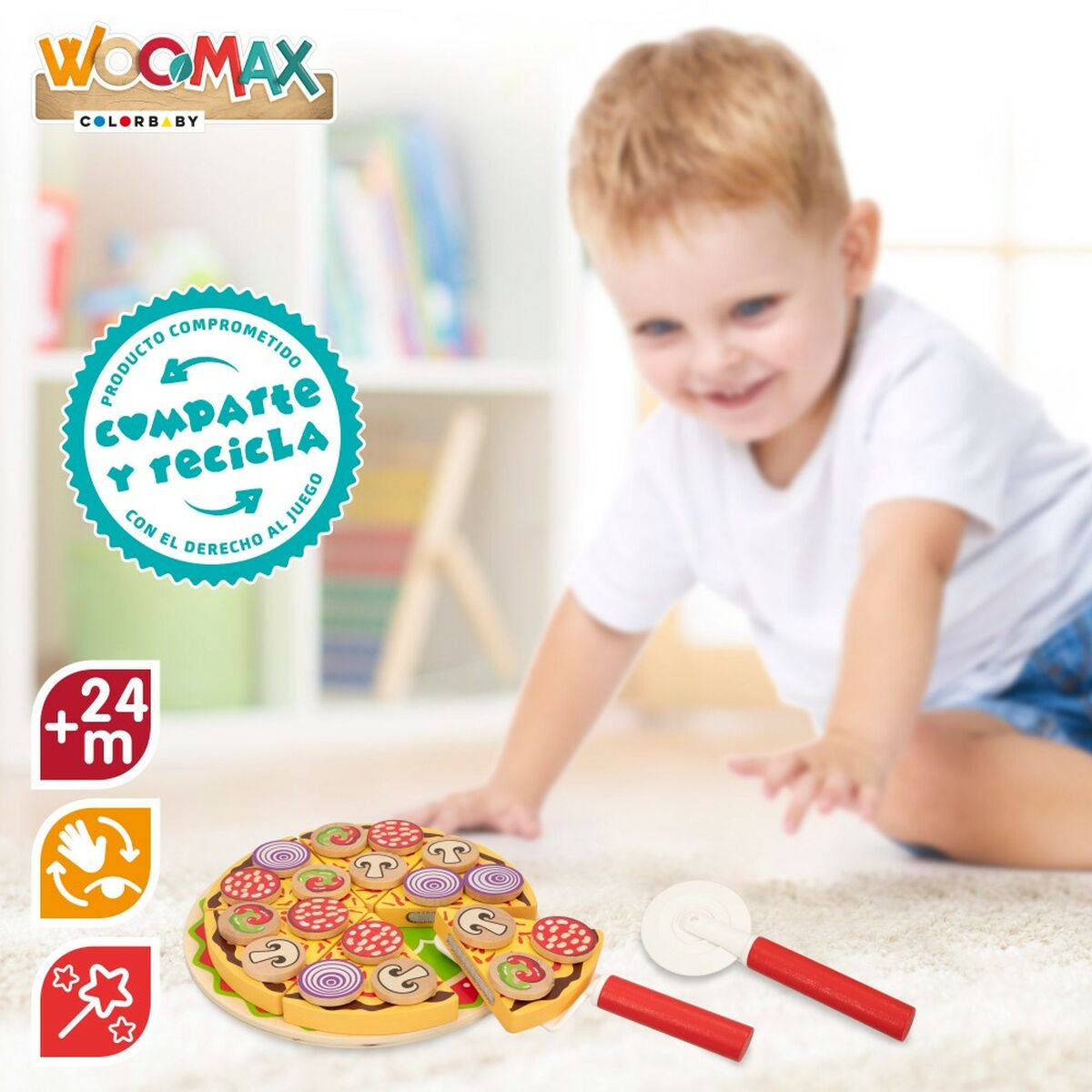 Деревянная игра Woomax Pizza 27 Предметы (6 штук)-4