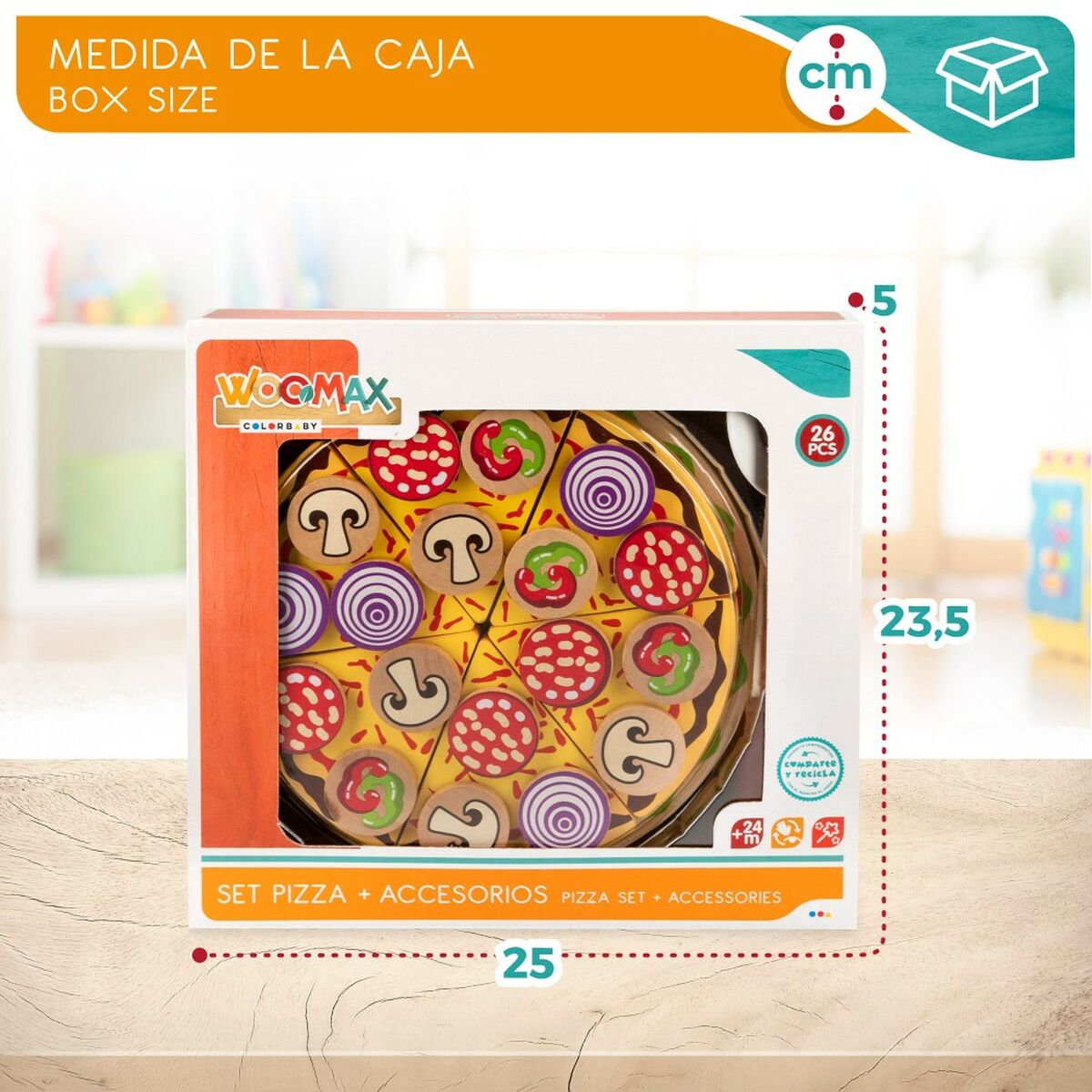 Деревянная игра Woomax Pizza 27 Предметы (6 штук)-6