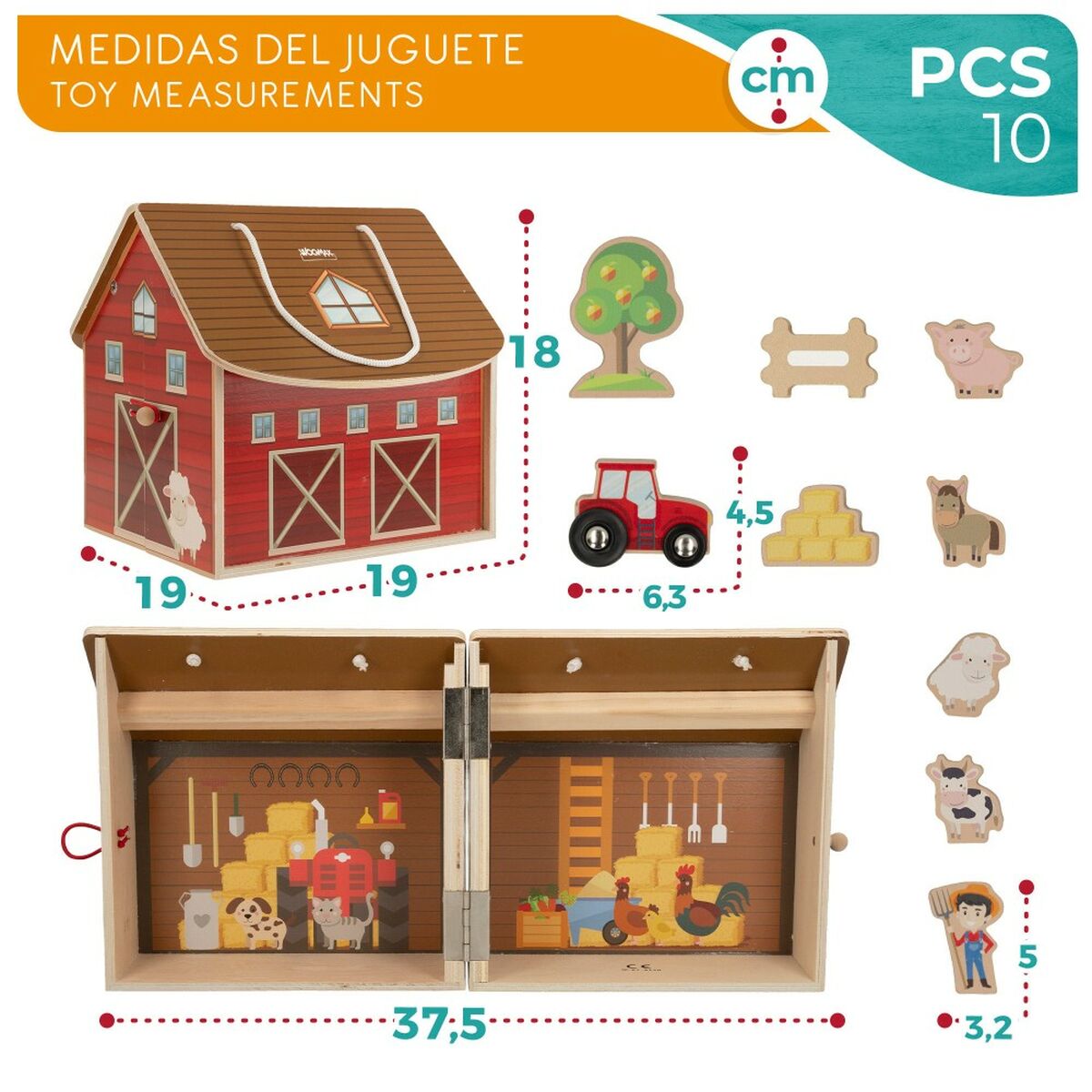 Playset Woomax Ферма 9 Предметы 4 штук 19 x 18 x 19 cm-7