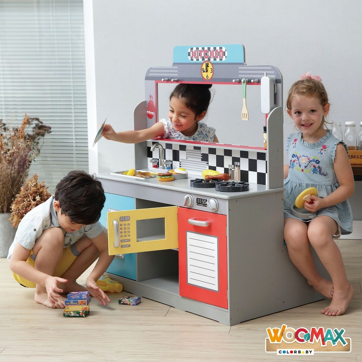玩具厨房Play&Learn Retro 90 x 104 x 58 cm-6