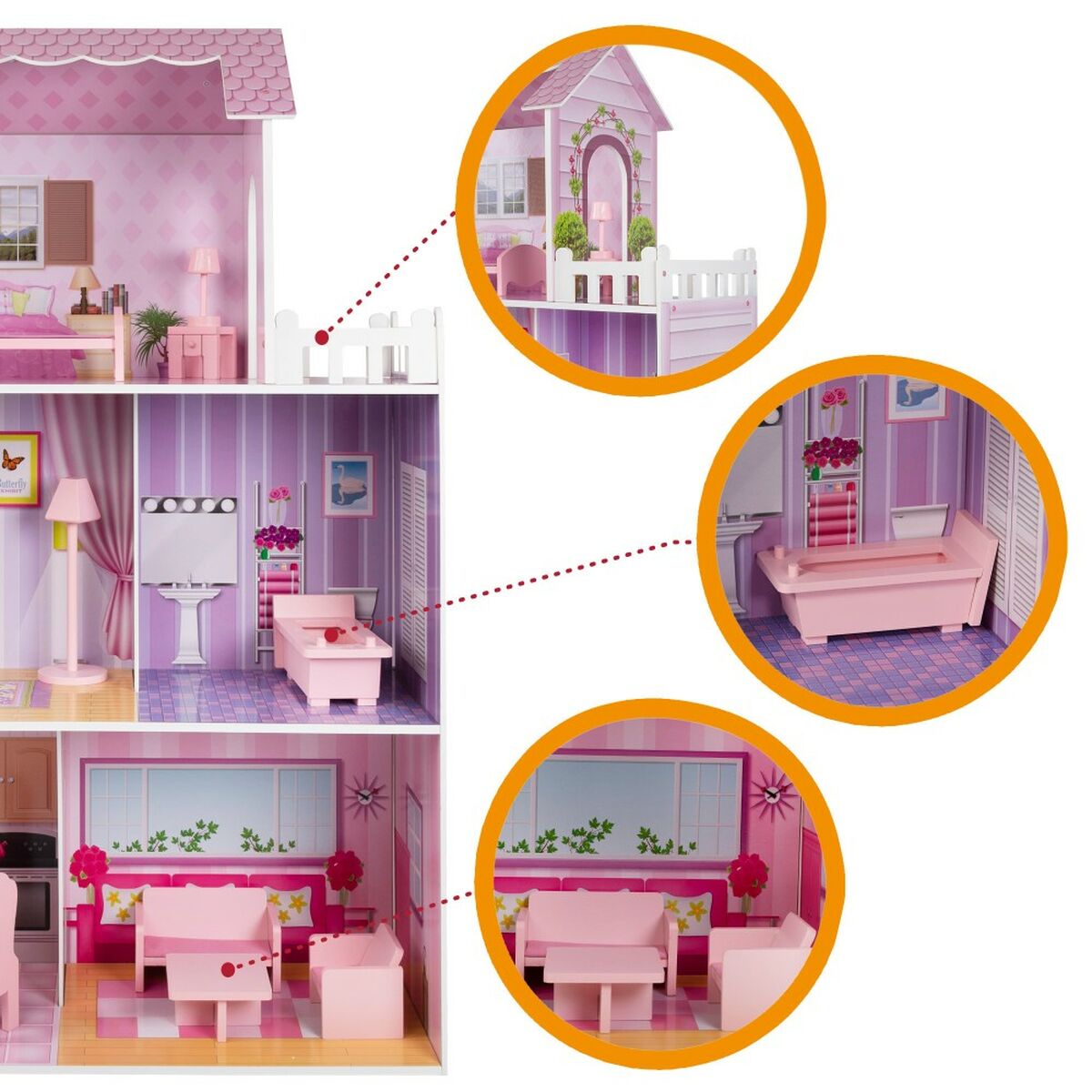 Кукольный дом Play & Learn 14 Piese 80 x 112 x 31 cm-4