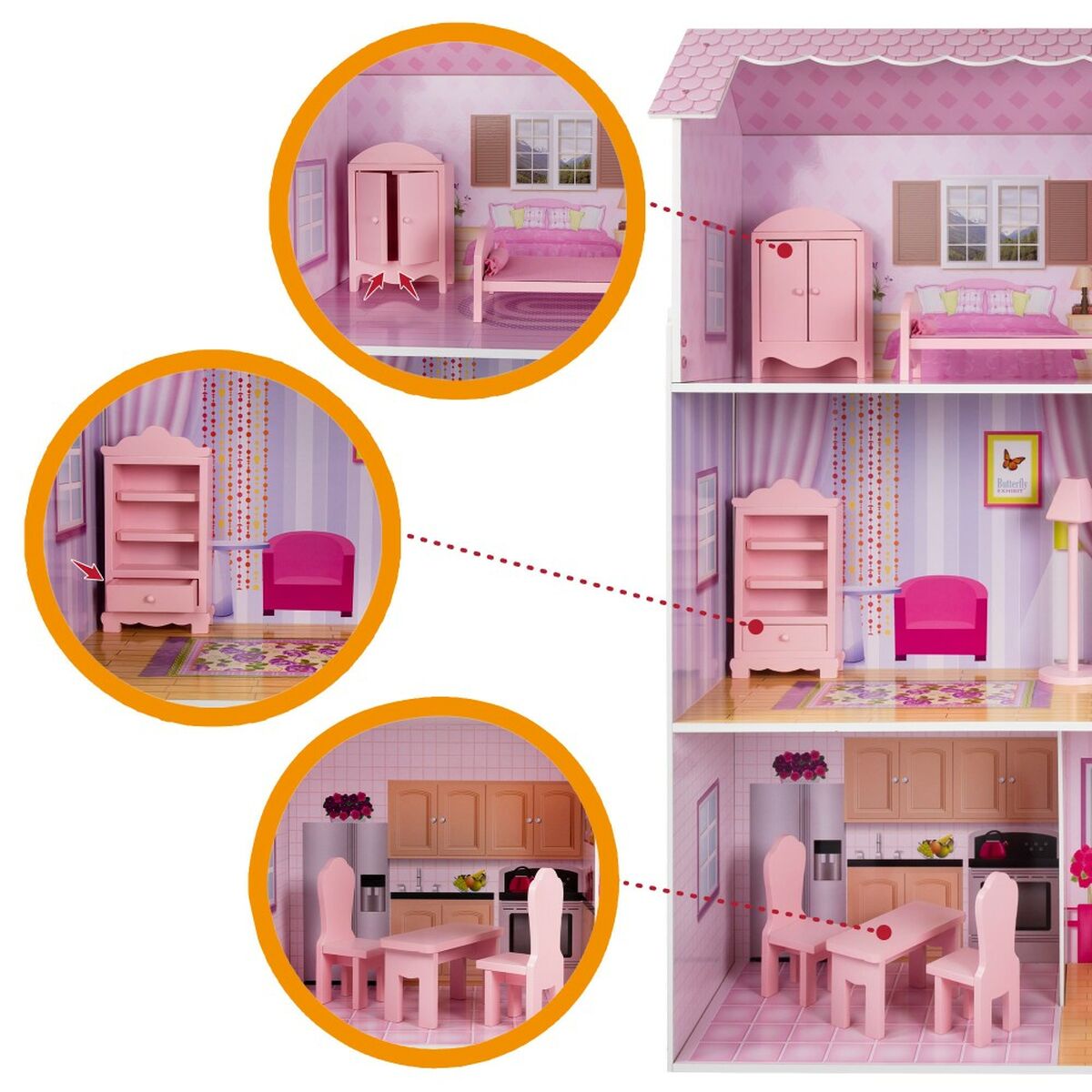 Кукольный дом Play & Learn 14 Piese 80 x 112 x 31 cm-5