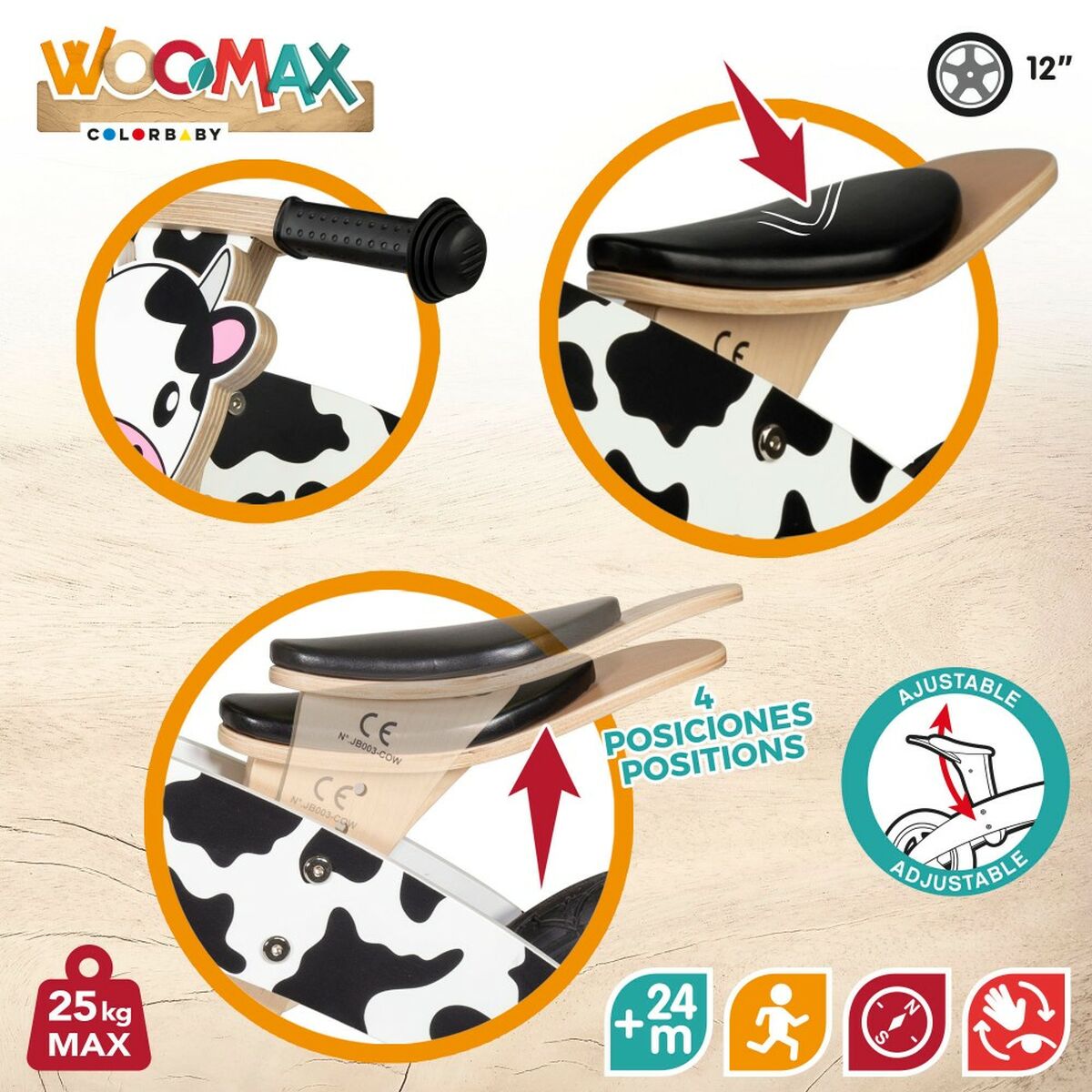 Детский велосипед Woomax Корова 12 Без педалей-6