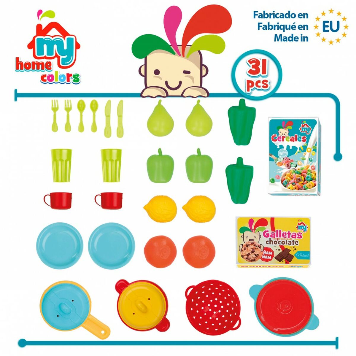 Набор игрушечных продуктов Colorbaby Посуда и кухонные принадлежности 31 Предметы (6 штук)-6