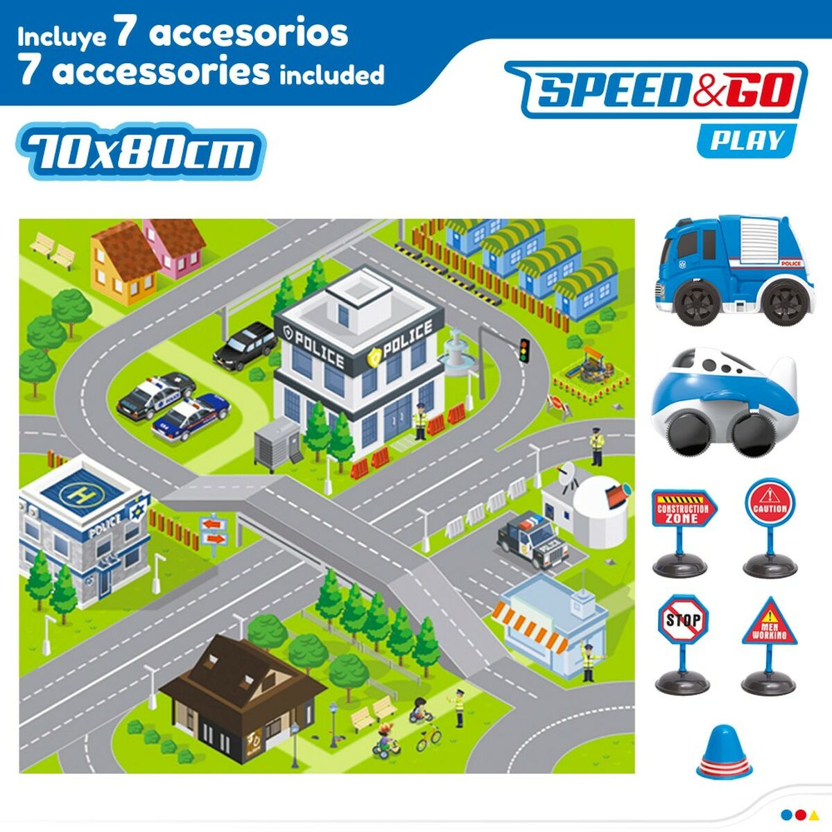 Игровой коврик Speed & Go Аксессуары транспортные средства шоссе Ткань Пластик (6 штук)-3