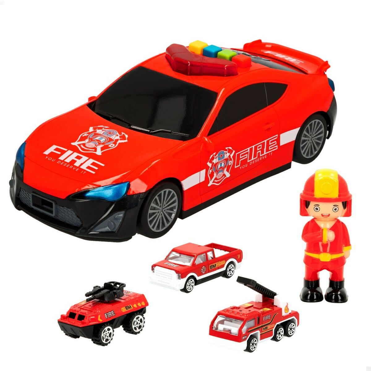 Набор машинок Speed & Go 30 x 9,5 x 13 cm Пожарник Свет Звук 4 штук-2