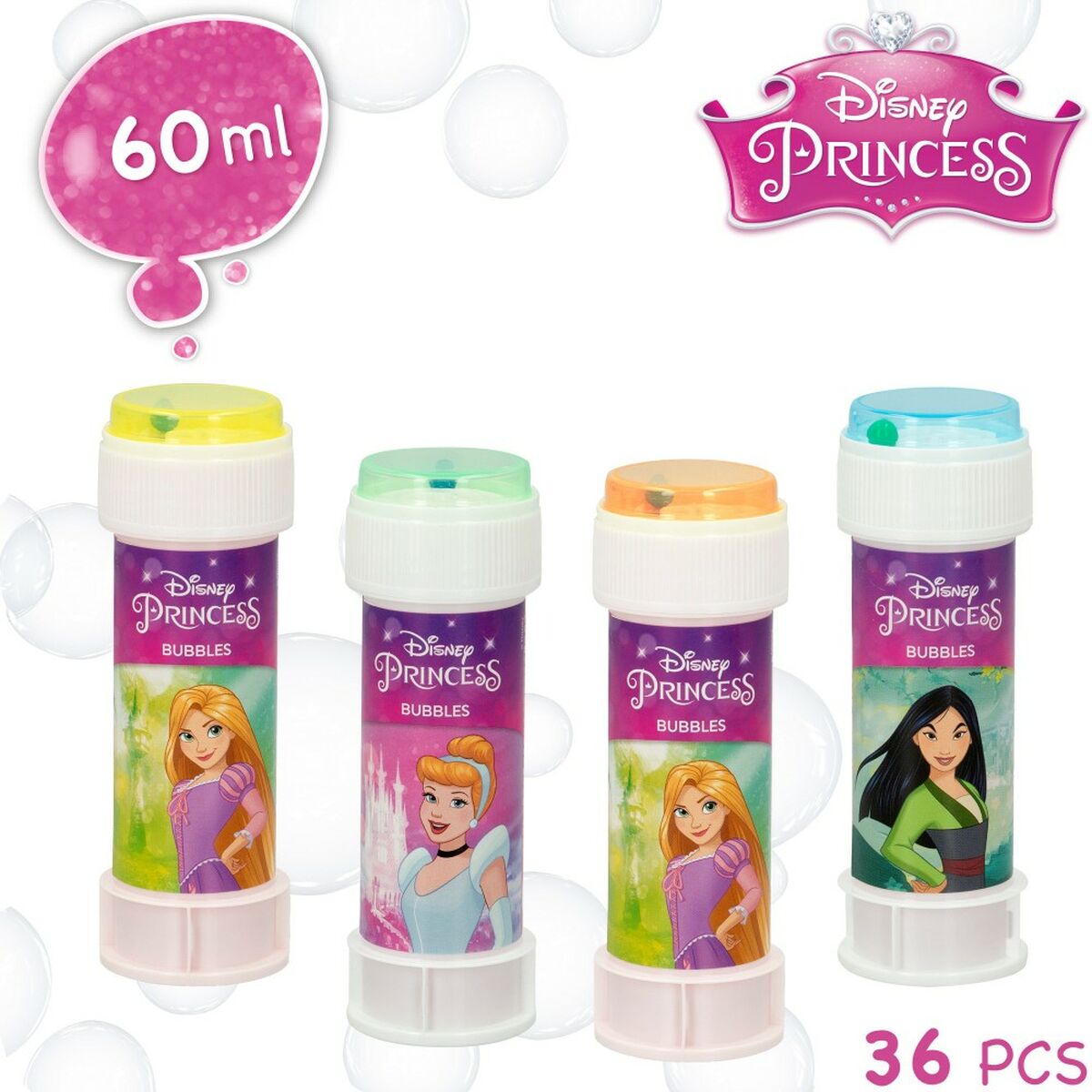Мыльные пузыри Disney Princess 60 ml 3,8 x 11,5 x 3,8 cm (216 штук)-3